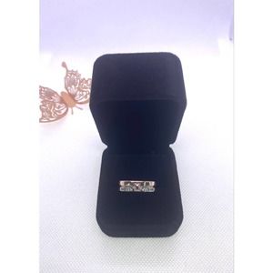 Size 9 Silver Yellow Gold Imitation Diamond Cubic Zirconia CZ Wedding Band Ring